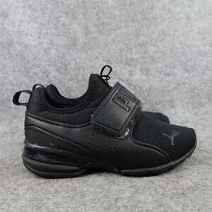 Puma Shoes Kids 12 Slip On Sneakers Axelion Casual Play Adjustable Strap Black